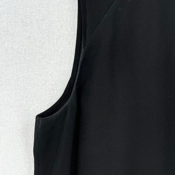 VINCE Silk Dress Womens Small Black Sleeveless Layered Shift Crew Knee Length - Picture 9 of 16